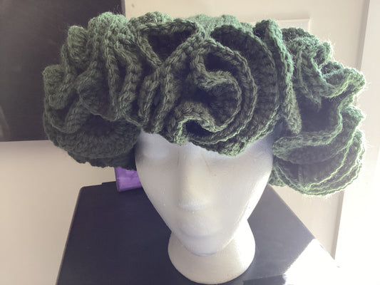 Olive Green Ruffle Hat